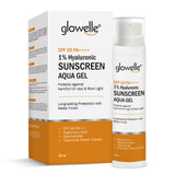 Glowelle Spf 60 Pa++++ 1% Hyaluronic Sunscreen Aqua Gel with Niacinamide & Calendula Flower Extract - 50ml