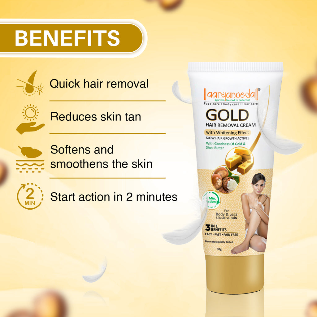Gold Hair Removal Cream with Goodness Of Gold & Shea Butter - 60 gm each ( Pack Of 5 )