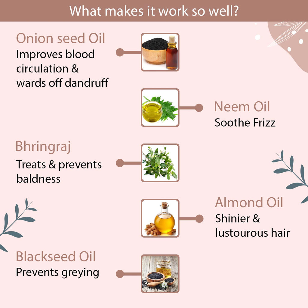 Onion Oil For Anti -Greying, Anti-Dandruff & Hair Fall Control- 100ml