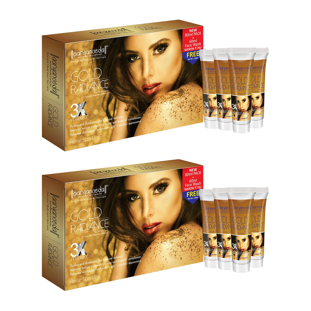 Gold Radiance Home Spa Facial Kit - 80 ml + 60 ml  FaceWash Free  ( Pack Of 2 )