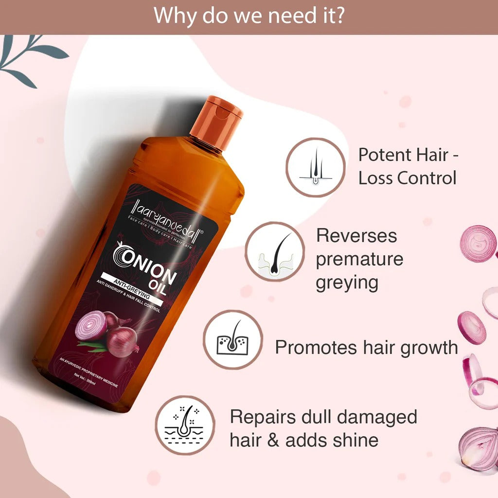 Onion Oil For Anti -Greying, Anti-Dandruff & Hair Fall Control- 200 ml
