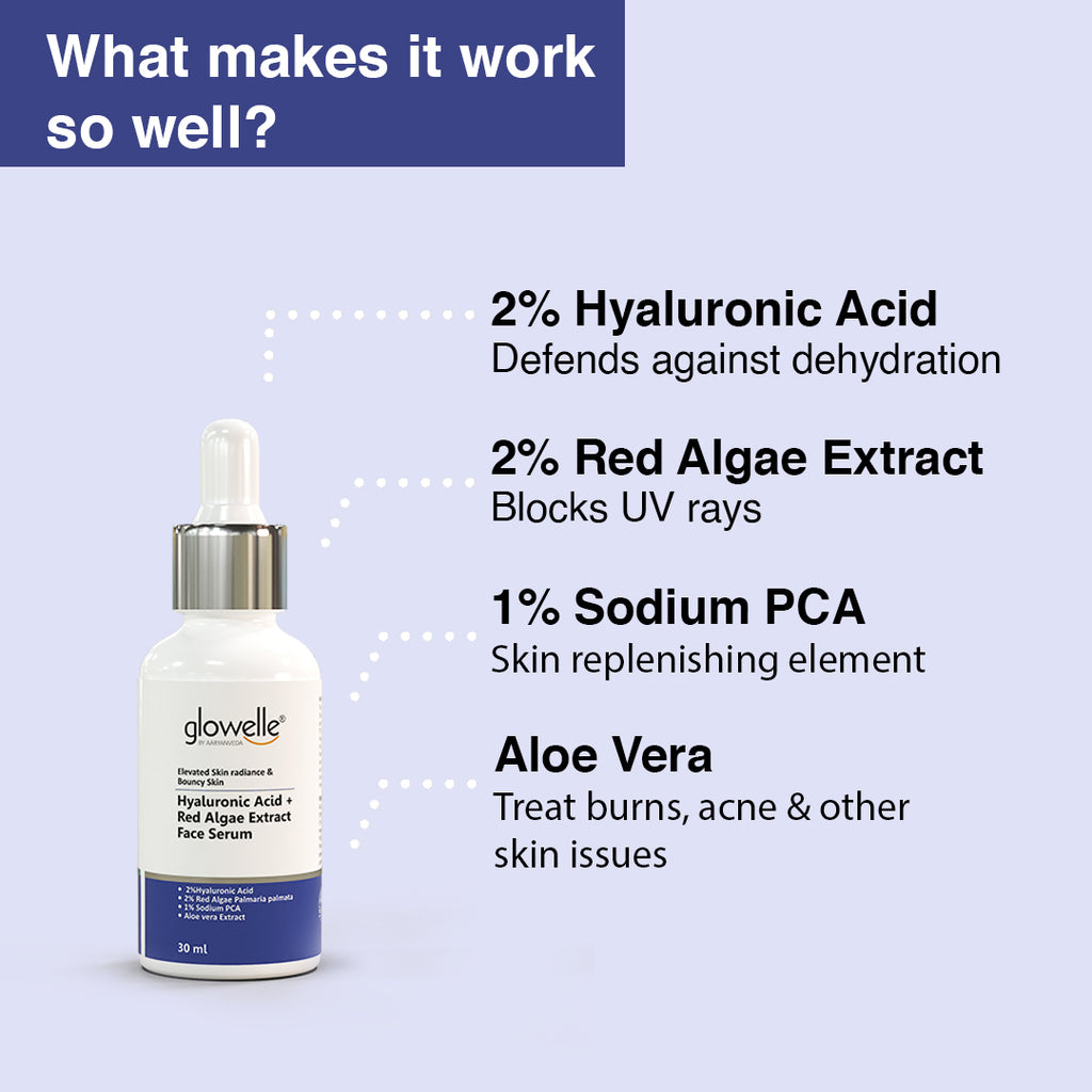 Glowelle -Hyaluronic Acid + Red Algae Extract Face Serum - 30ml